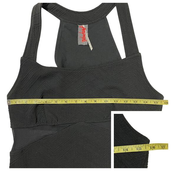 Free People Zig Zag Bodycon Dress - Washed Black - Large - Picture 3 of 13